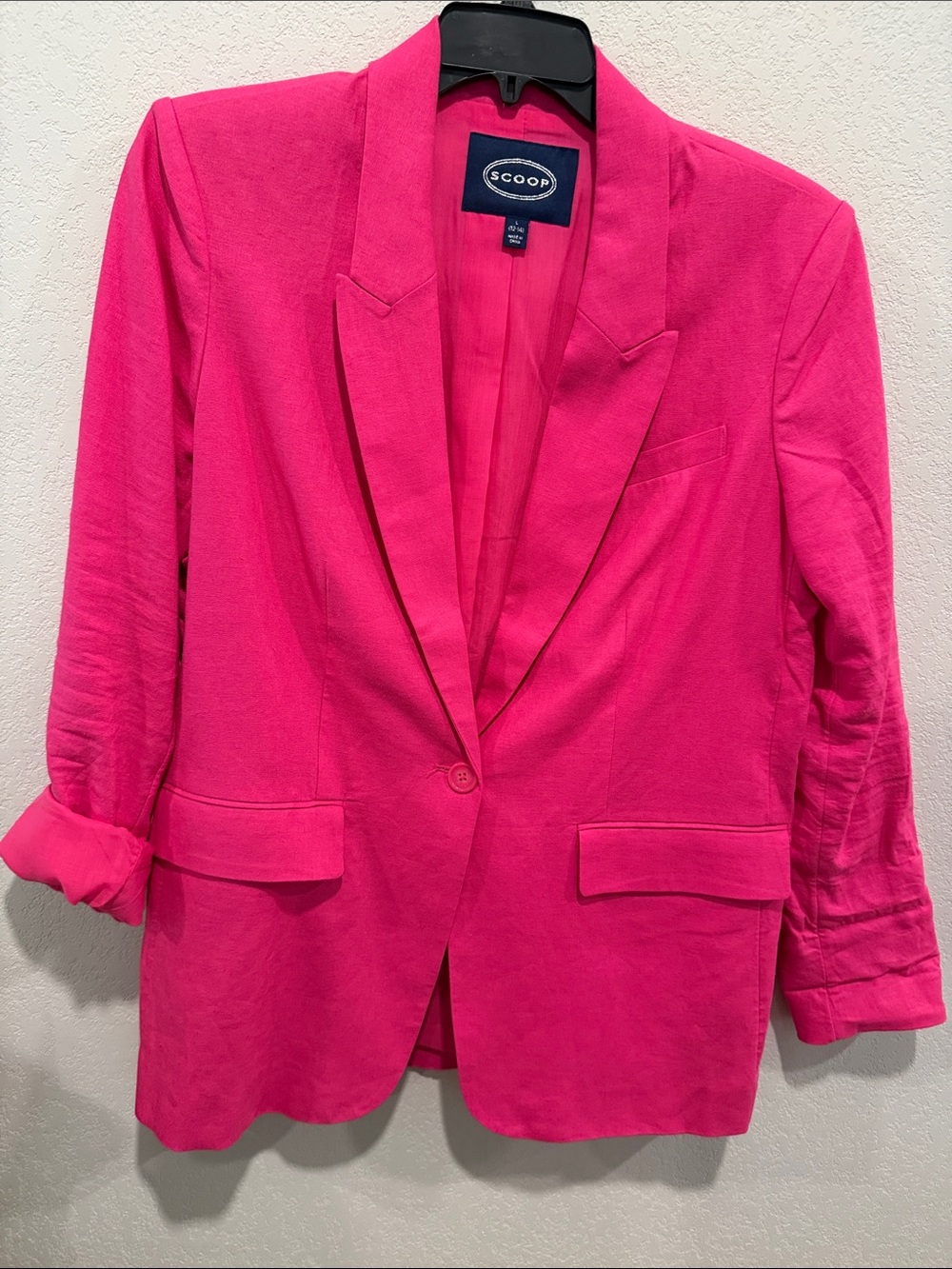Scoop Bright Pink Single-Button Blazer